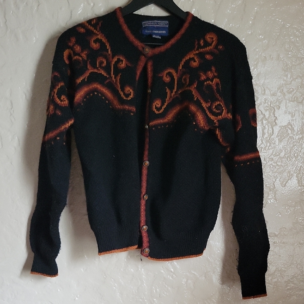 Men's Black and Orange Sweater